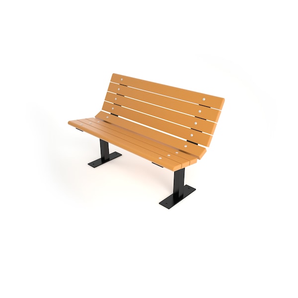 Frog Furnishings Cedar 4' Contour Bench Surface Mount w/ Black Frame PB 4CEDBFCON - main